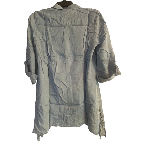 NWT Zac & Rachel Women's Light Blue 3/4 Sleeve Shirt Button Front Size Small - Picture 2 of 8